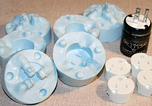 silicone molds used to make the AC plugs